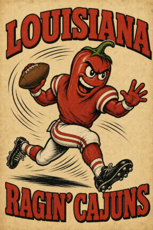 Louisiana Ragin Cajuns Pepper Football Wall Art