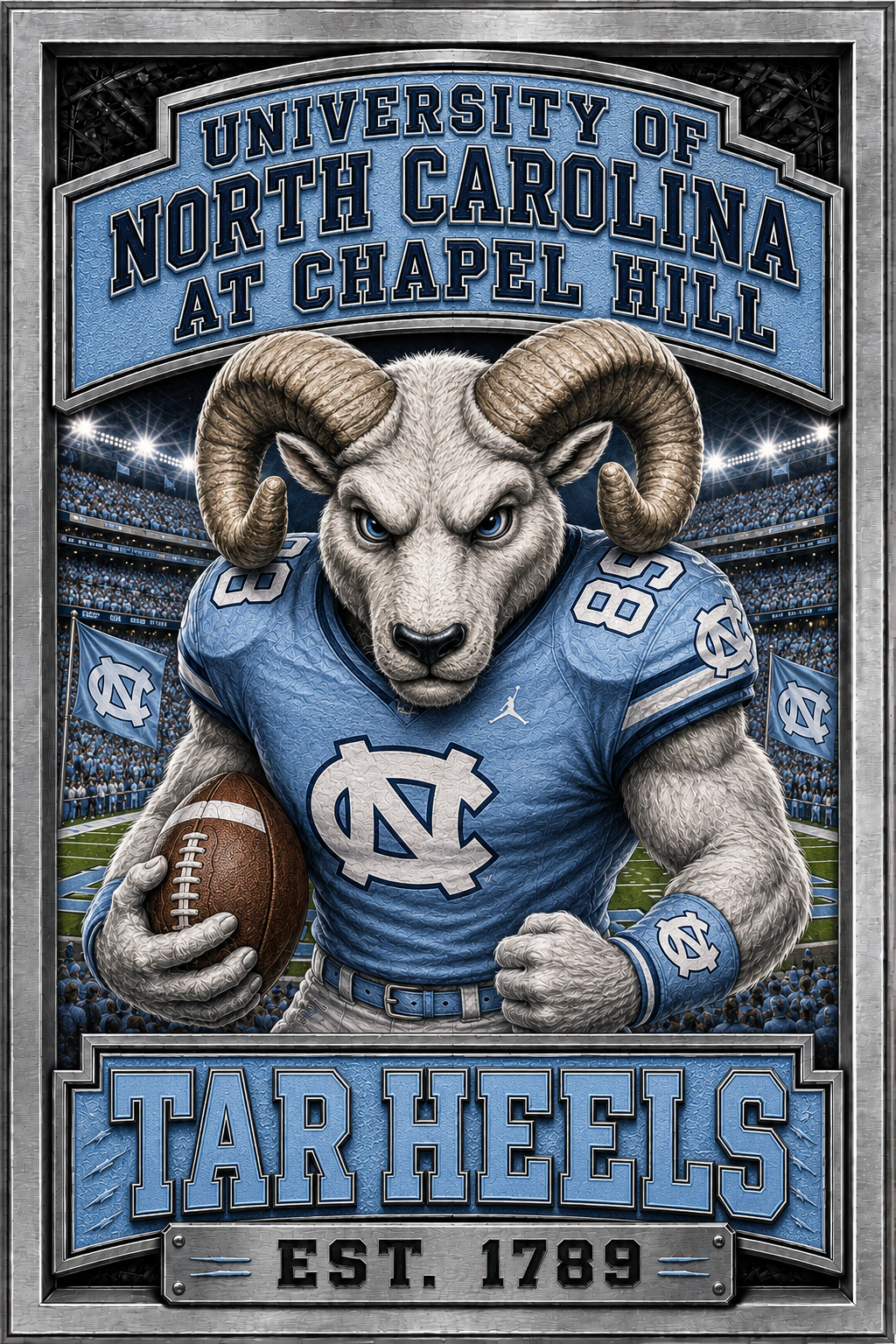 North Carolina Tar Heels Ram Football Wall Art