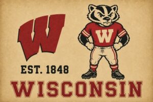 Vintage-Style Wisconsin Badger W Wall Art