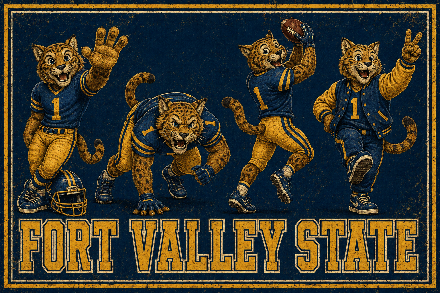 Fort Valley State College Tigers Football Graphic Wall Art 12x8in Metal Sign