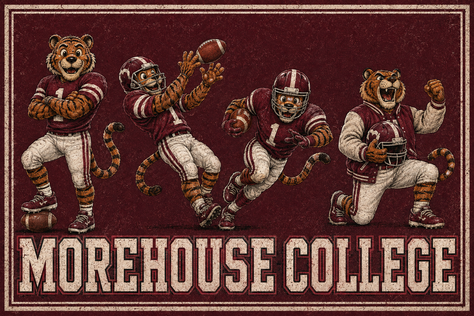 Morehouse College Tigers Football Vintage-Style Wall Art