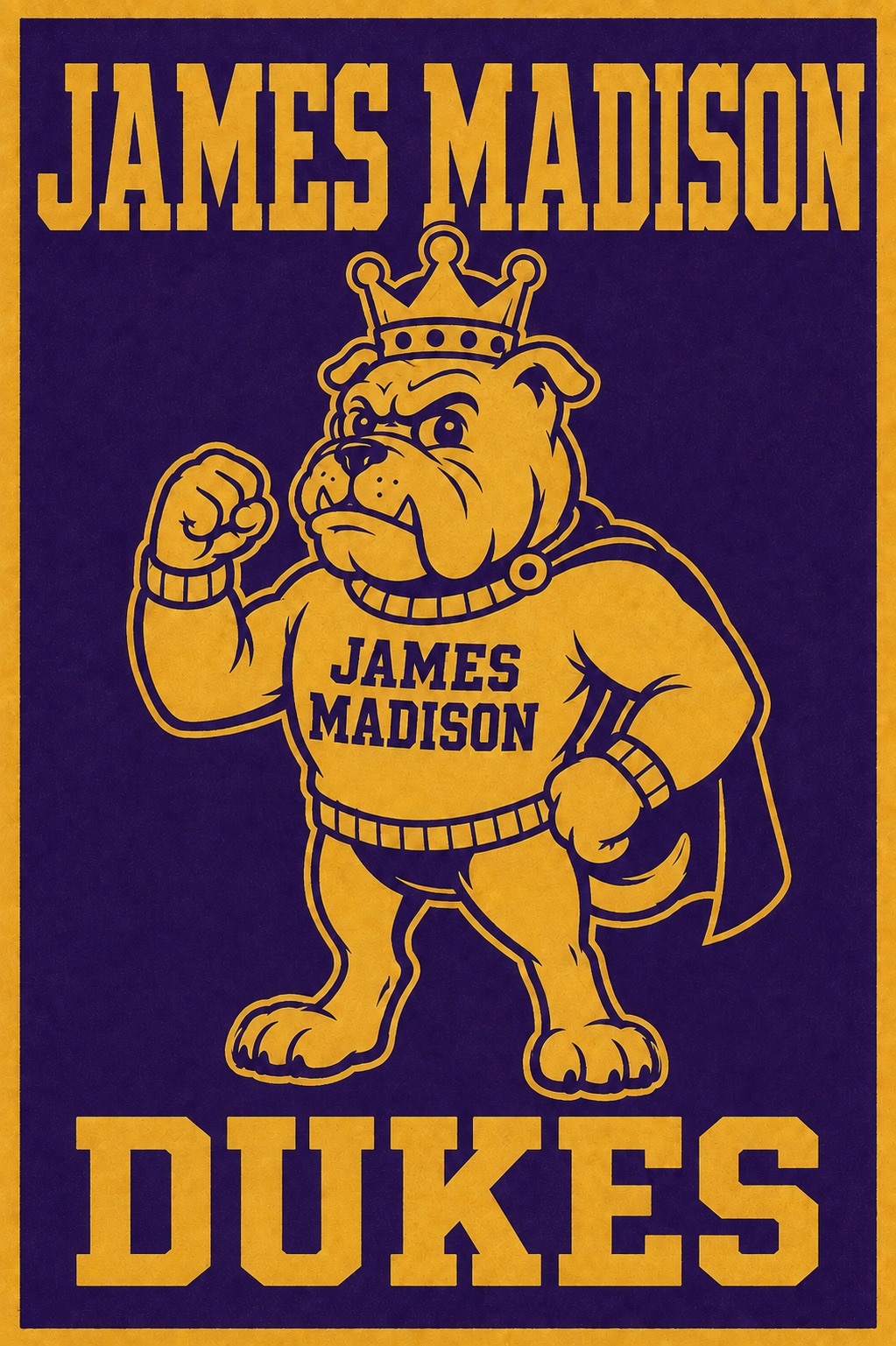 James Madison Dukes Bulldog Purple and Gold Wall Art