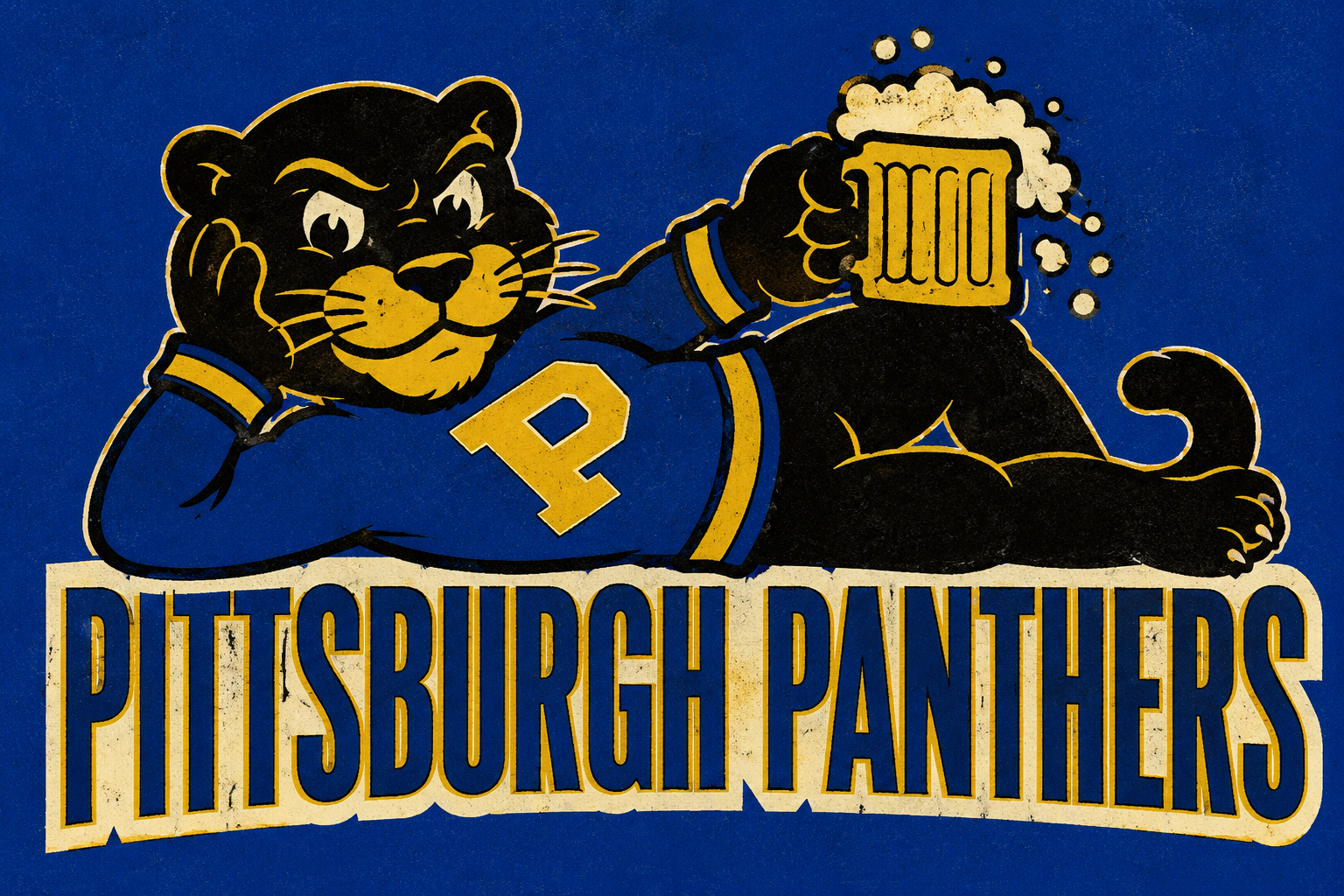Pittsburgh Panthers Panther and Beer Graphic Wall Art