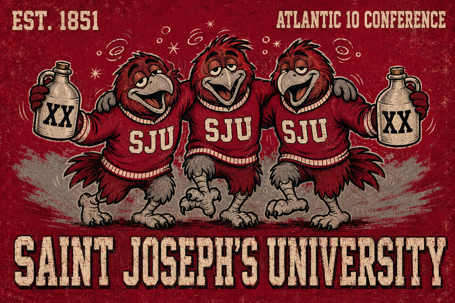 Saint Joseph’s University Hawks Vintage-Style Sports Wall Art
