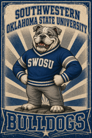 Southwestern Oklahoma State Bulldog Vintage-Style Wall Art
