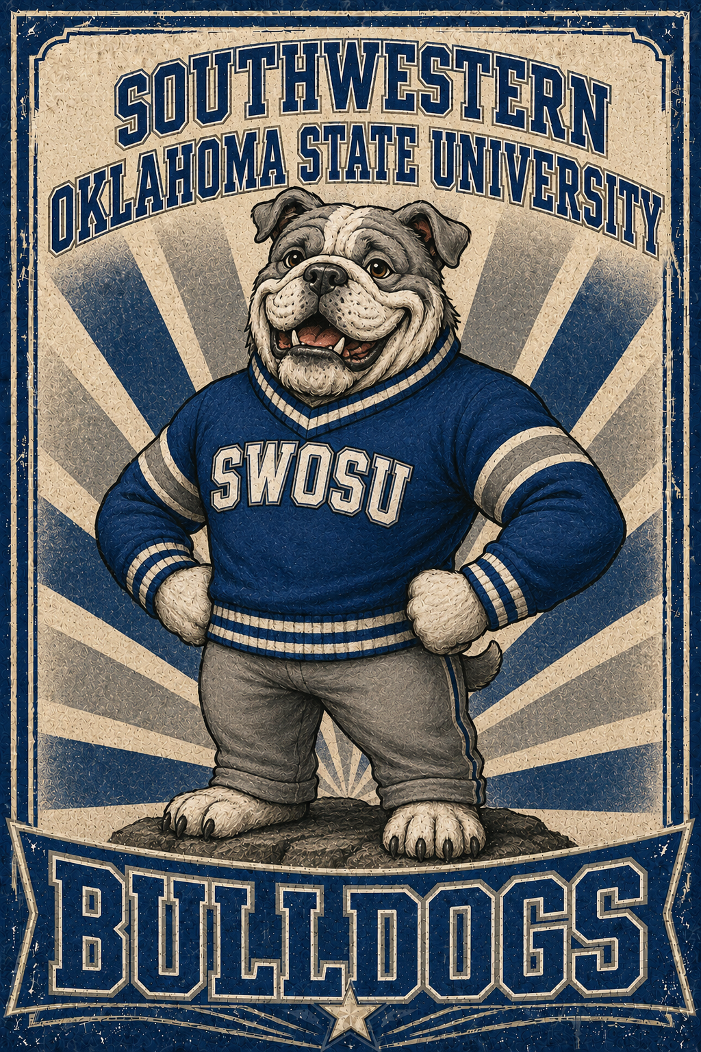 Southwestern Oklahoma State Bulldog Vintage-Style Wall Art