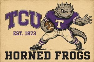 TCU Horned Frogs Vintage-Style Football Graphic