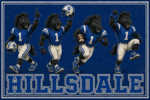 Hillsdale Blue Football Horse Mascots Wall Art Design