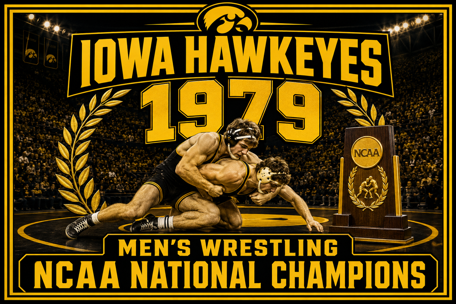 Iowa Hawkeyes 1979 Men’s Wrestling Championship Wall Art