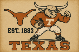 Vintage-Style Texas Longhorn Football Wall Art