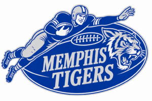 Memphis Tigers Football Player and Tiger Graphic Sign