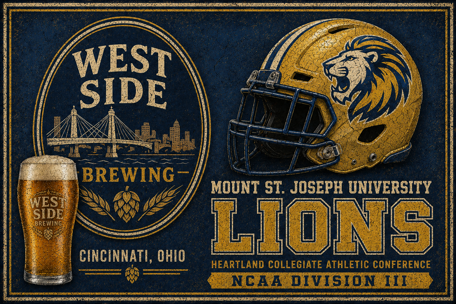 Mount St. Joseph University Lions Vintage-Style Wall Art