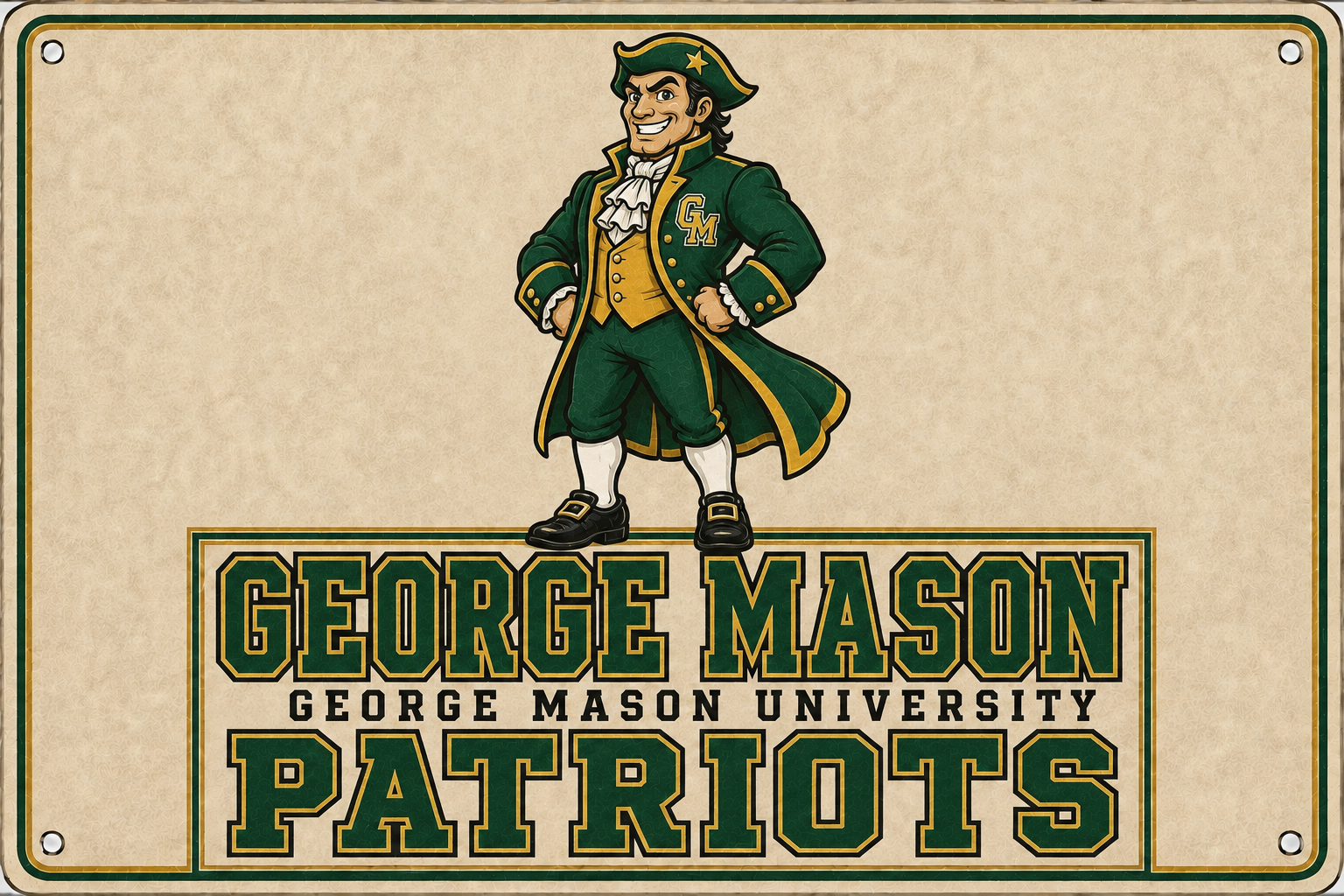 George Mason Patriots Colonial Mascot Wall Sign