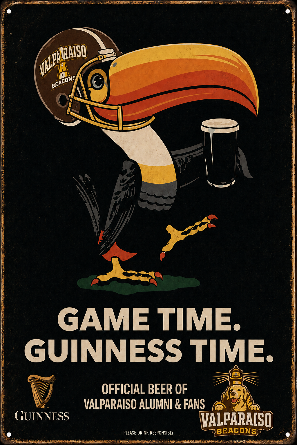 Valparaiso Beacons Game Time Guinness Style Wall Sign