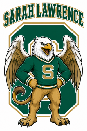 Sarah Lawrence Eagle Mascot Green and Gold Graphic