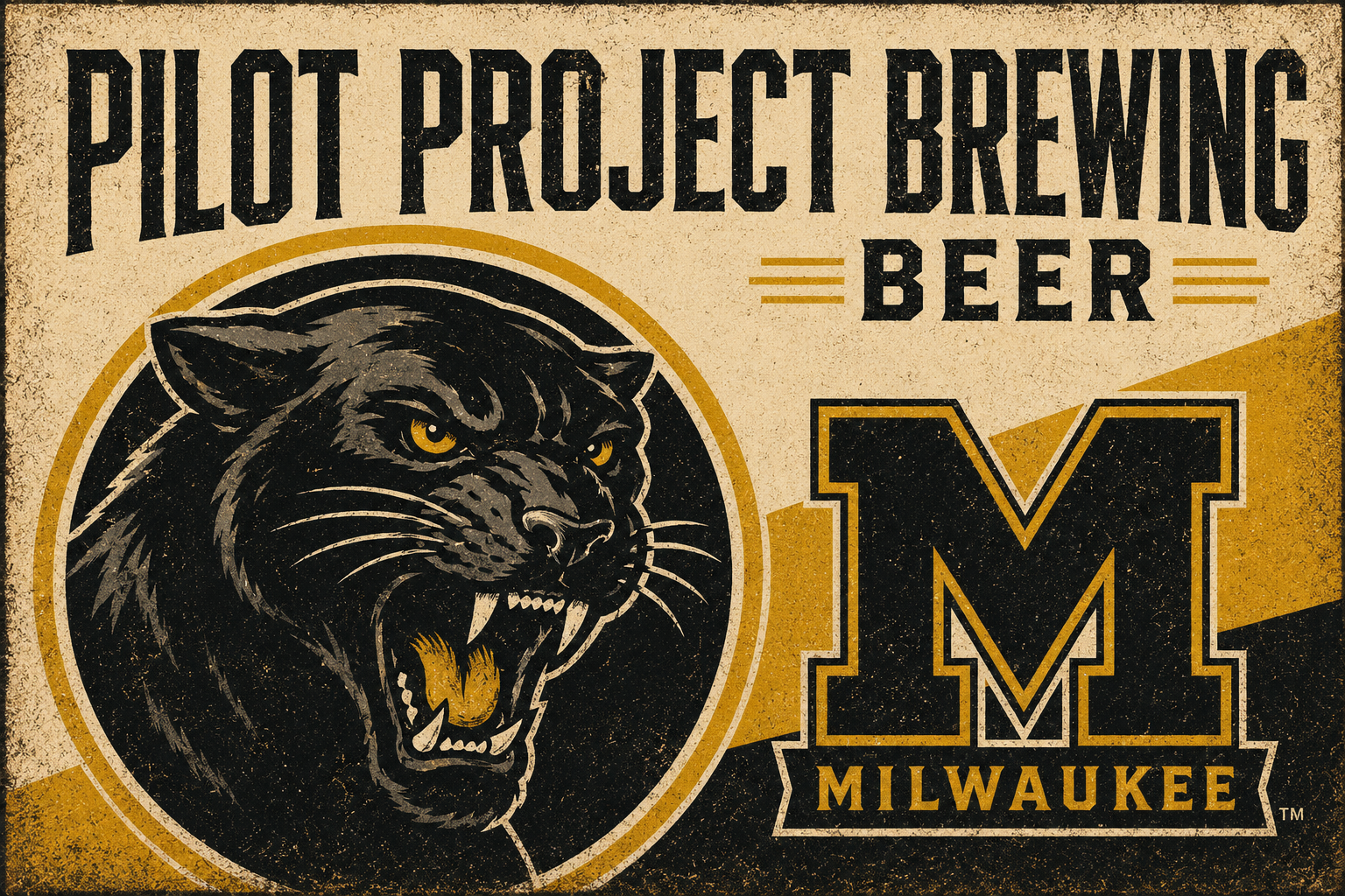 Milwaukee Panther Project Brewing Beer Vintage-Style Wall Art