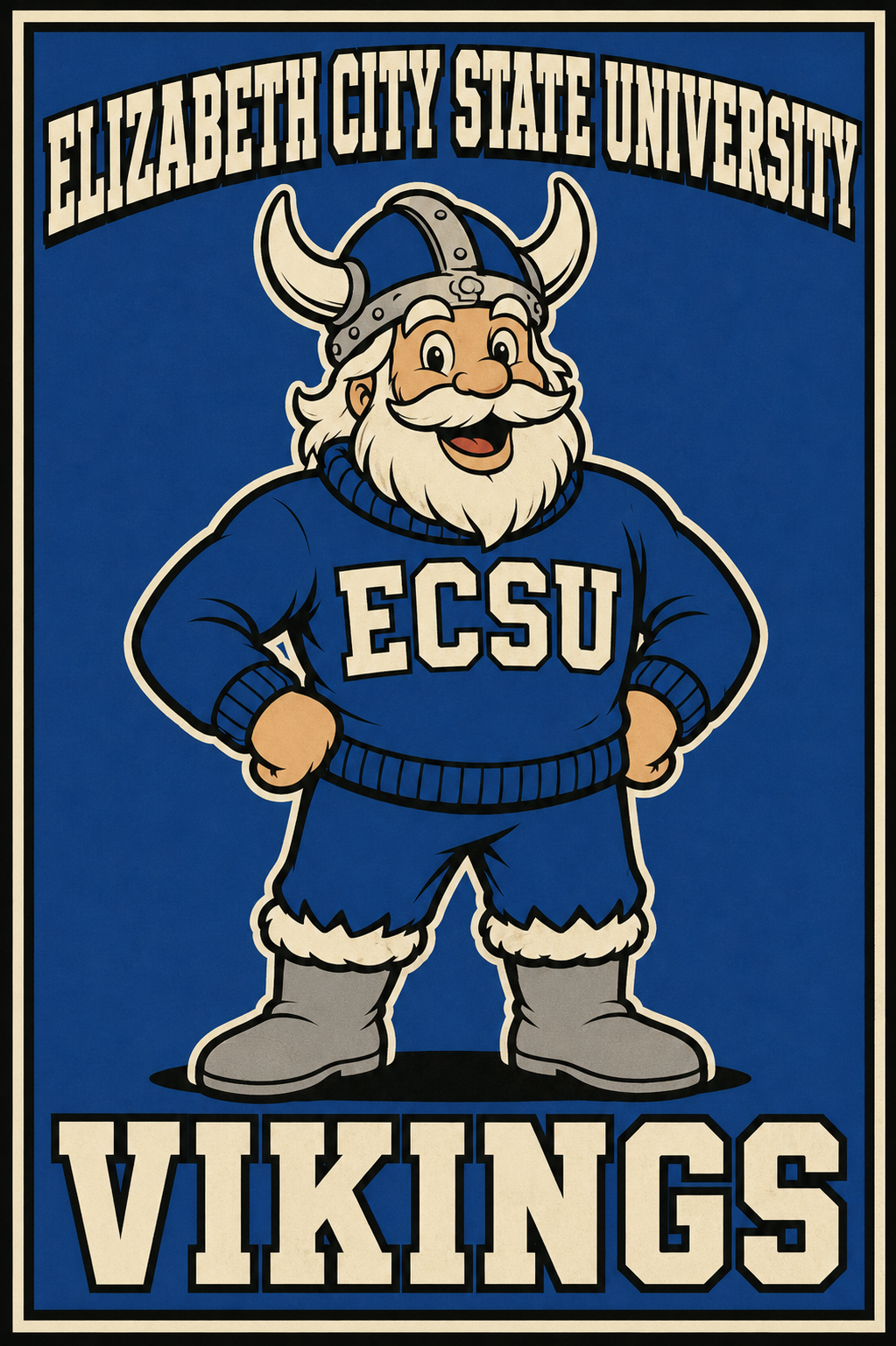 ECSU Vikings Cartoon Viking Wall Art Poster