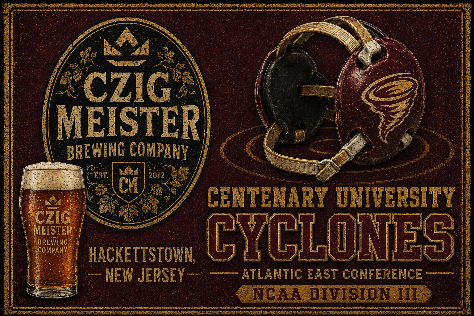 CZIG Meister Brewing Company Centenary Cyclones Vintage-Style Wall Art