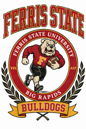 Ferris State Bulldogs Vintage Football Emblem Design
