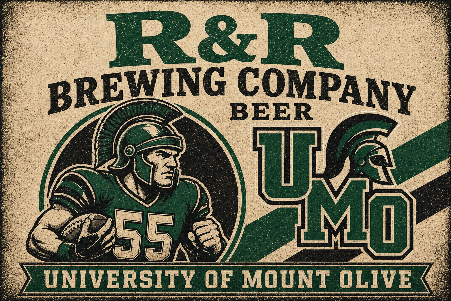 R&R Brewing Company UMO Football Vintage Wall Art