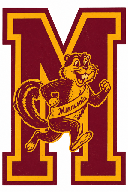 Minnesota Maroon and Gold Squirrel Letter M Wall Art