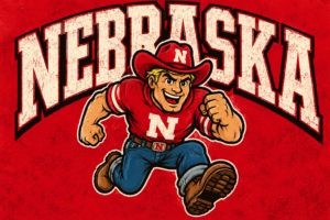 Nebraska Cowboy Mascot Distressed Style Wall Art