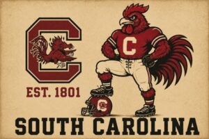 Vintage-Style South Carolina Rooster Football Wall Art