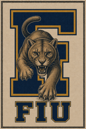 Vintage-Style Fierce Panther FIU Graphic Wall Art