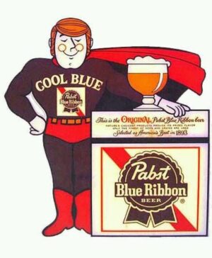 Cool Blue Beer Superhero Pabst Blue Ribbon Poster Design