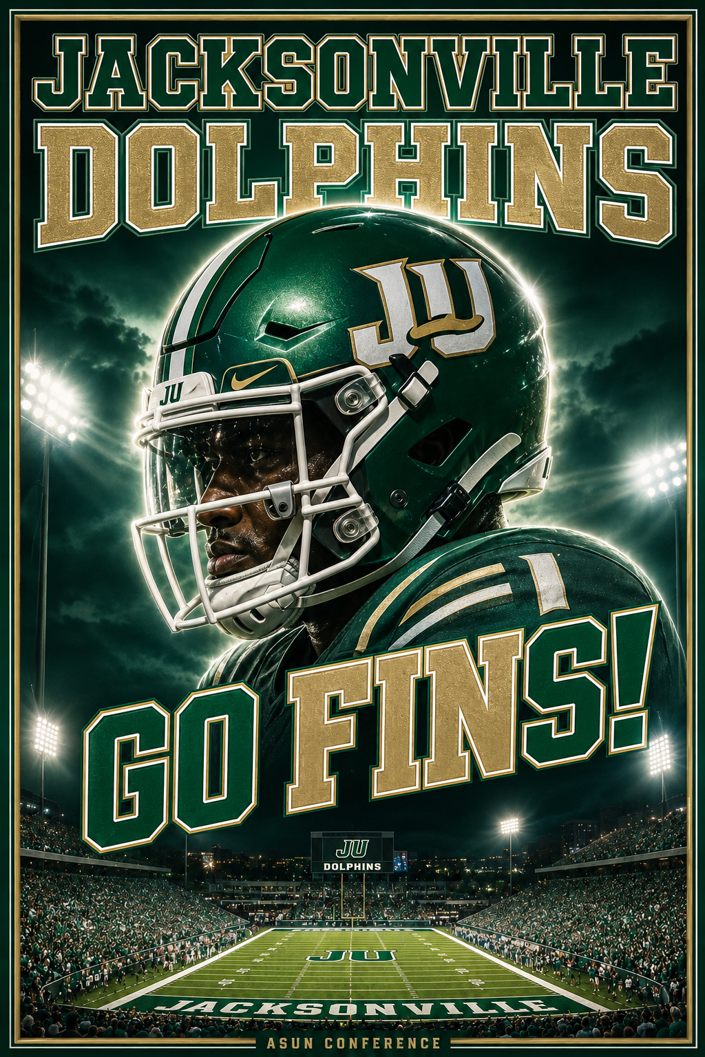 Jacksonville Dolphins Football Stadium Poster