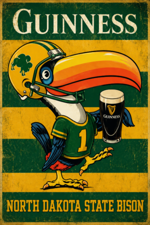 Guinness North Dakota State Bison Vintage-Style Wall Art