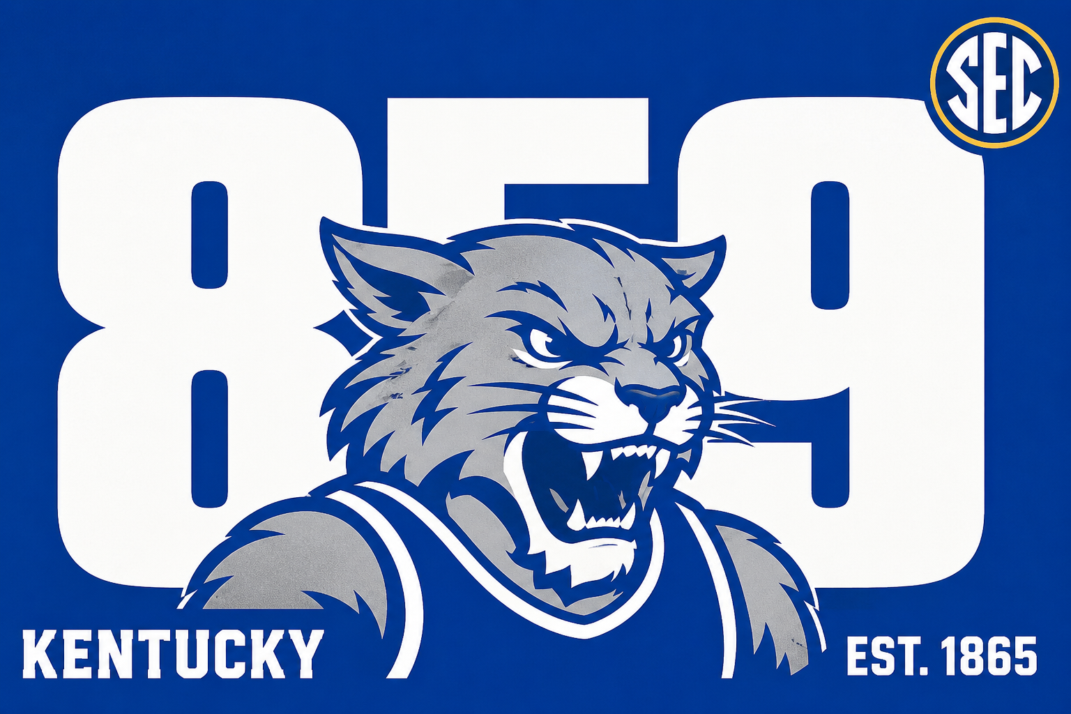 Kentucky Wildcat UK Blue and White Wall Art