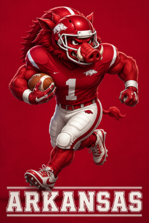 Arkansas Razorback Football Player Wall Art Print