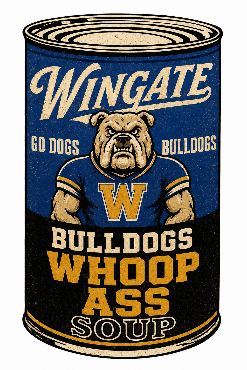 Wingate Bulldogs Whoop Ass Soup Can Graphic