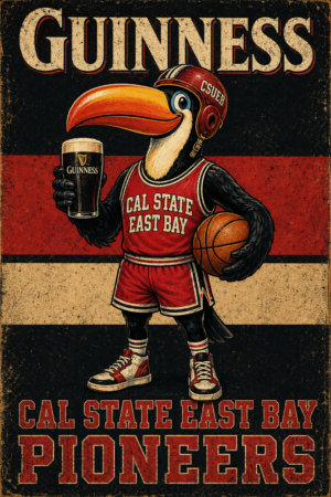 Guinness Cal State East Bay Pioneers Basketball Toucan Wall Art
