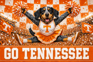 Go Tennessee Dog Cheerleader Orange Wall Art