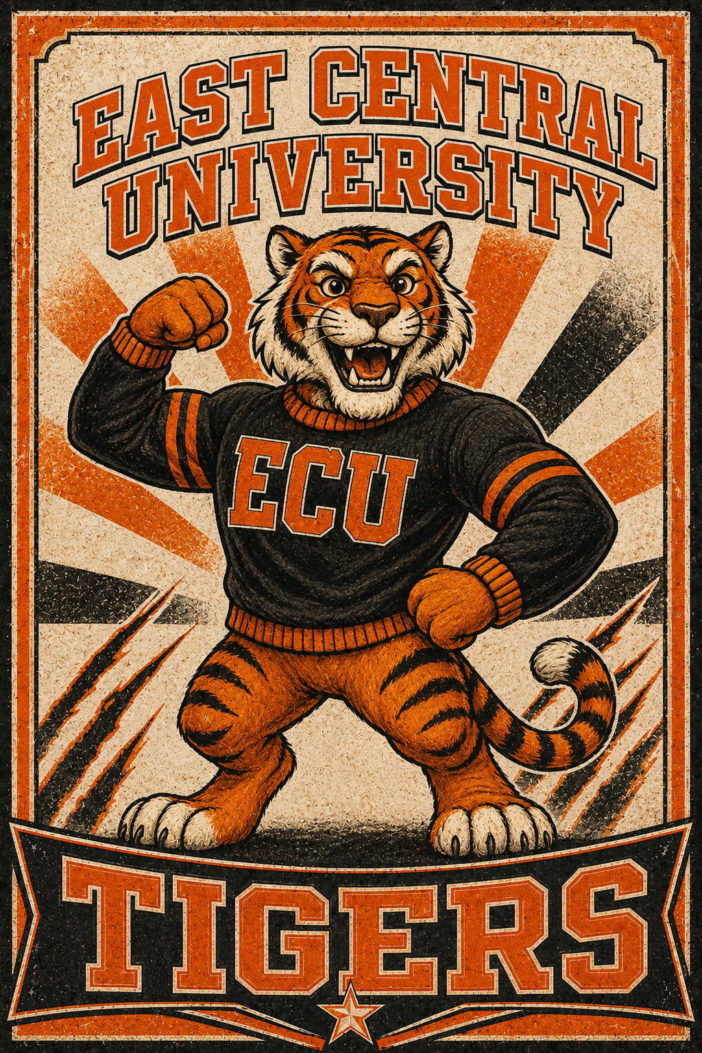 East Central University Tigers Tiger Mascot Wall Art