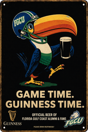 FGCU Eagle Guinness Game Time Vintage-Style Metal Sign