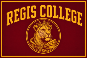Regis College Crowned Lion Burgundy and Gold Wall Art