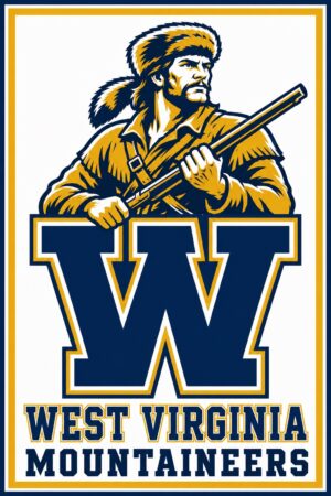 West Virginia Mountaineers Gold and Navy Wall Art