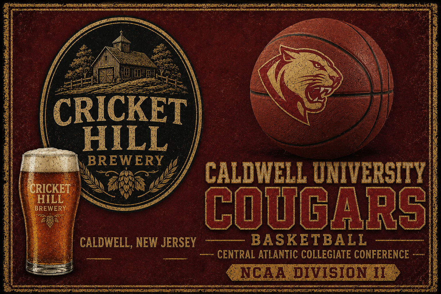 Caldwell Cougars Basketball and Brewery Vintage-Style Wall Art