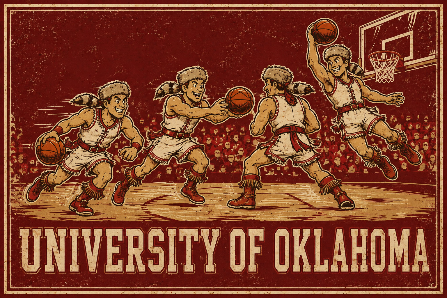 University of Oklahoma Basketball Vintage-Style Wall Art