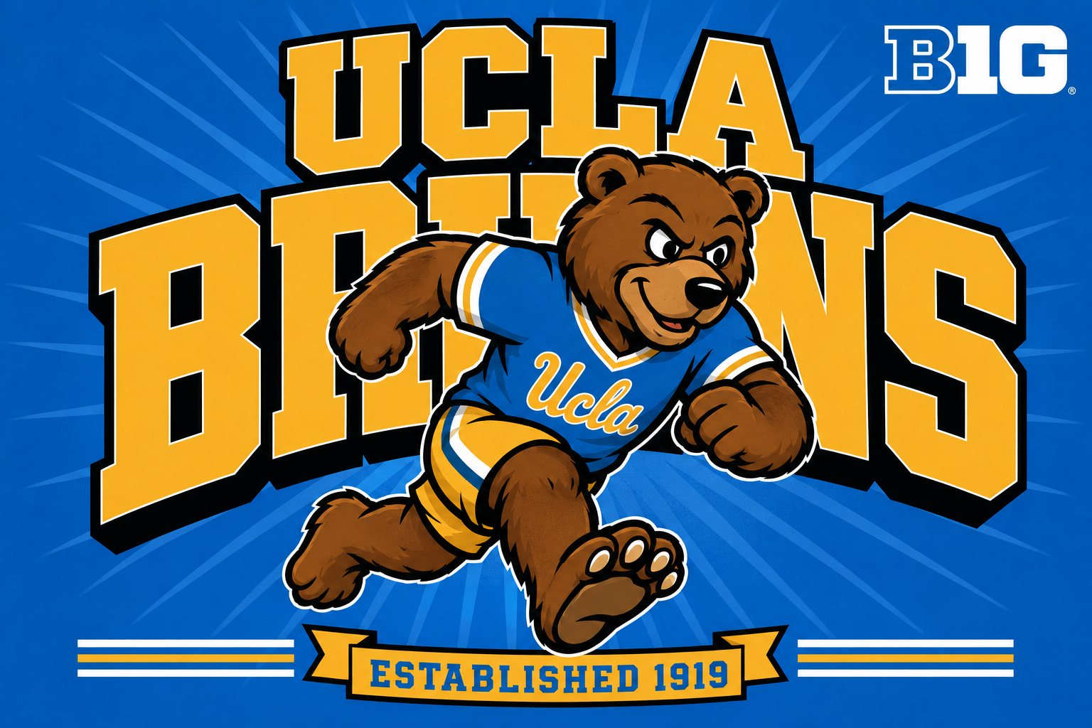 UCLA Bruins Bear Big Ten Retro-Style Wall Art