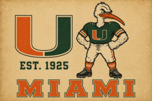 Vintage-Style Miami Football Ibis Wall Art