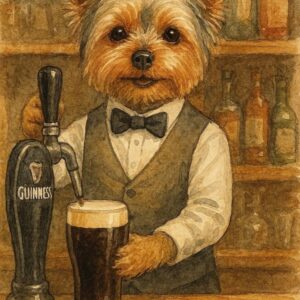 Illustrated Dog Bartender Pub Wall Art