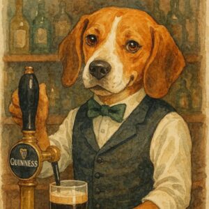 Watercolor Beagle Bartender Pub Wall Art