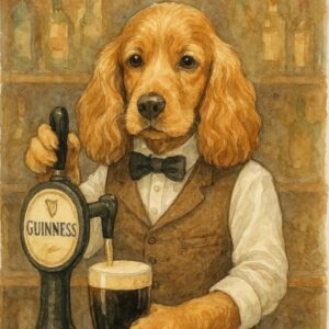 Watercolor-Style Spaniel Bartender Pub Wall Art
