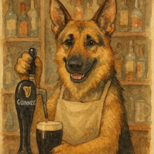 German Shepherd Bartender Pub Art Print