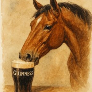 Watercolor Horse with Guinness Pint Artwork