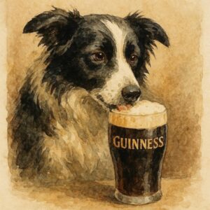 Watercolor Dog with Stout Pint Wall Art
